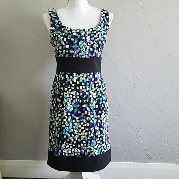 Dress Barn Dresses & Skirts - COLORFUL 🤸‍♀️Design Dress/ Black Waist/Hem